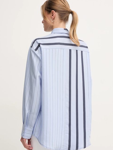 Sandro Ferrone koszula damska kolor niebieski relaxed z kołnierzykiem klasycznym S15XBEPAVESINO