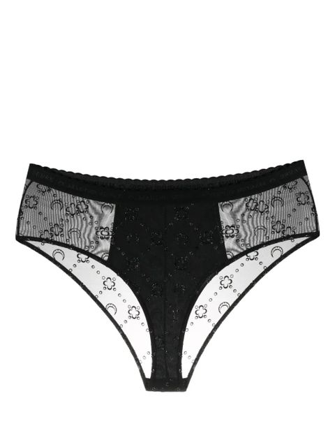 Marine Serre Moonogram-flocked mesh briefs - Black - zdjęcie produktu nr 1