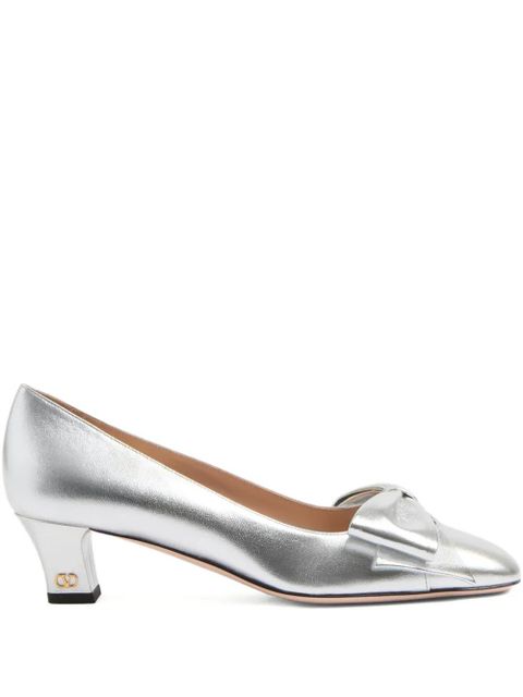 Valentino Garavani 45mm Bowow leather pumps - Silver - zdjęcie produktu nr 1