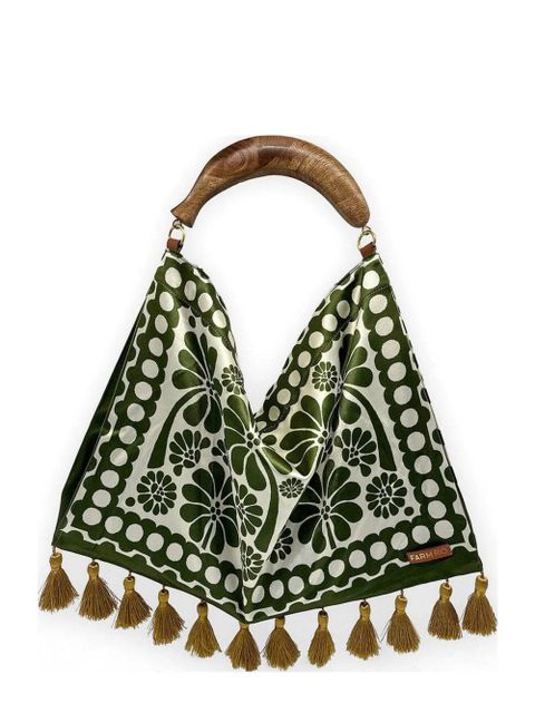 FARM Rio small jacquard-tassels floral-print tote bag - Green - zdjęcie produktu nr 1