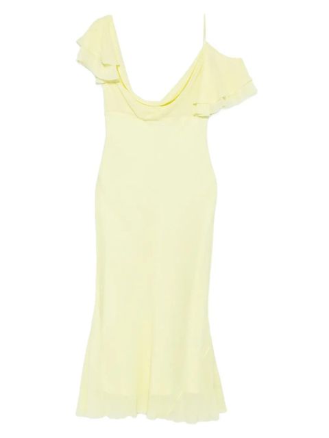 Self-Portrait georgette frill midi dress - Yellow - zdjęcie produktu nr 1
