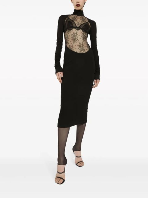 Dolce & Gabbana lace-panel midi dress - Black