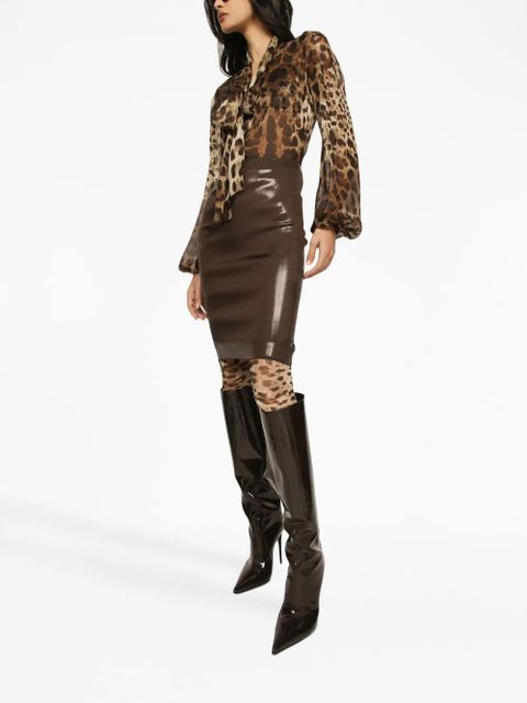 Dolce & Gabbana leopard-print silk blouse - Brown