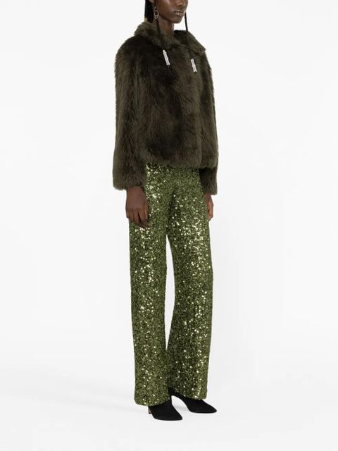 Yves Salomon long-haired woven wool jacket - Green