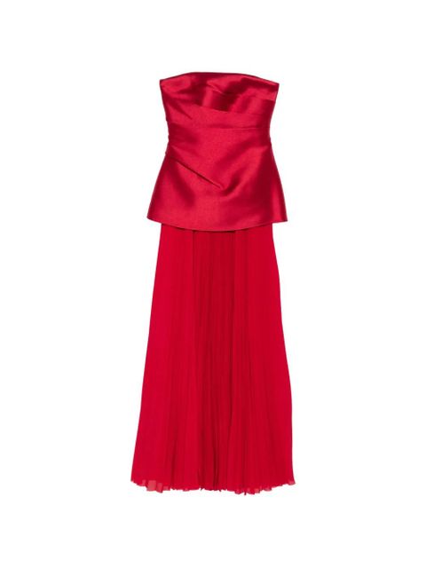 Solace London Claudette strapless pleated dress - Red - zdjęcie produktu nr 1