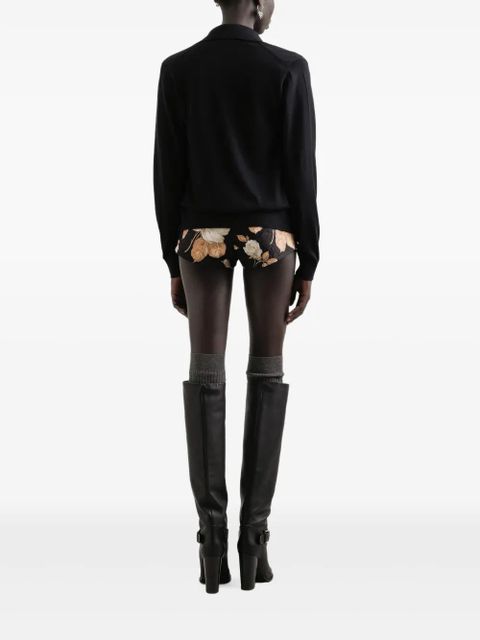 Dolce & Gabbana rose-print brocade high-waisted shorts - Black