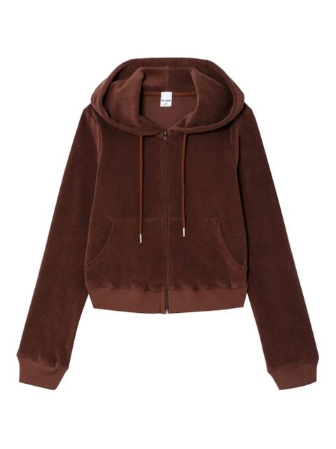 RE/DONE Shrunken terry zip-up hoodie - Brown - zdjęcie produktu nr 1