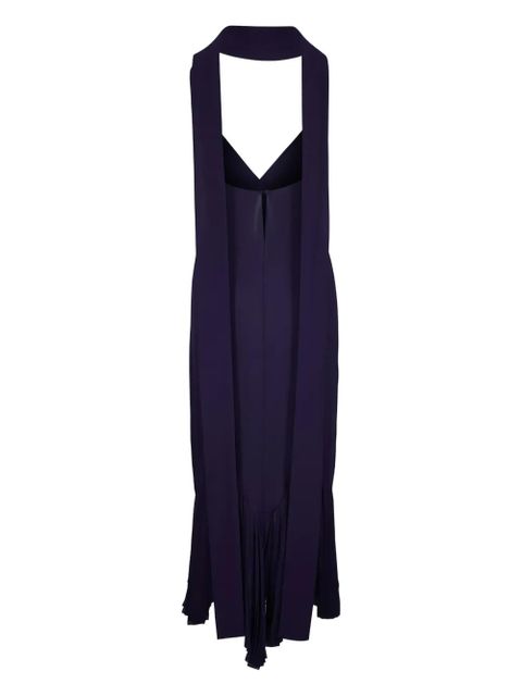 KHAITE Candita halterneck pleated midi dress - Purple