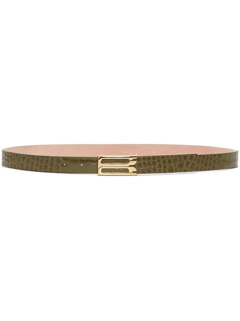 Victoria Beckham Frame crocodile-embossed leather belt - Green - zdjęcie produktu nr 1