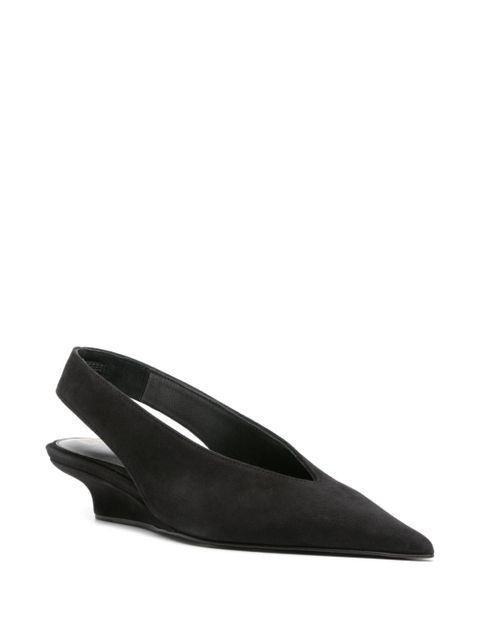 TOTEME 40mm The Suede Wedge-Heel slingback pumps - Black