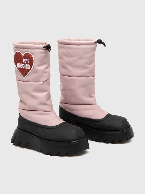 Love Moschino śniegowce kolor różowy