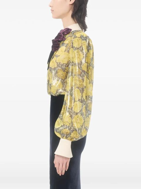 Valentino Garavani lurex shirt with Après L'Hiver Poppies print - Yellow