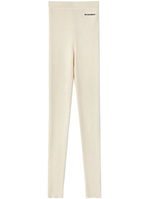 Jil Sander logo-patch knitted leggings - Neutrals - zdjęcie produktu nr 1
