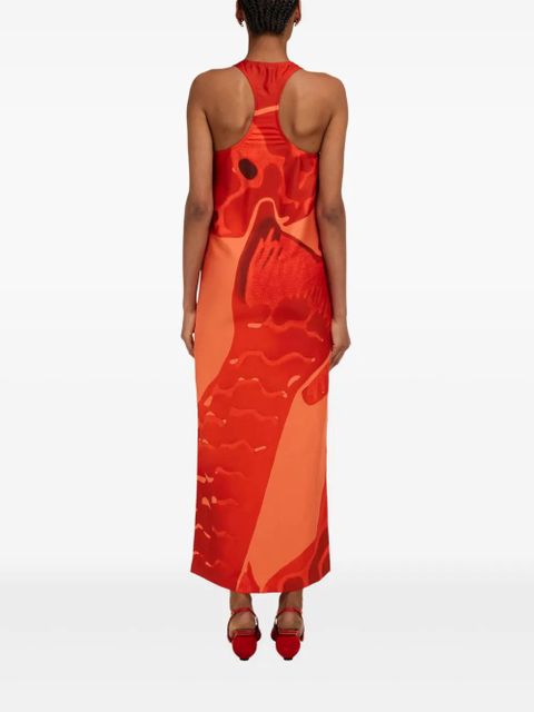 Ferragamo carp-motif silk maxi dress - Red