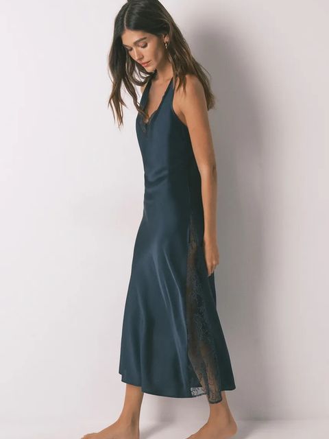 women'secret koszulka nocna damska kolor granatowy satynowa 3412914 - zdjęcie produktu nr 1