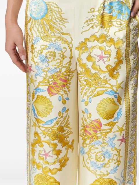 Versace Underwater Barocco silk trousers - Neutrals