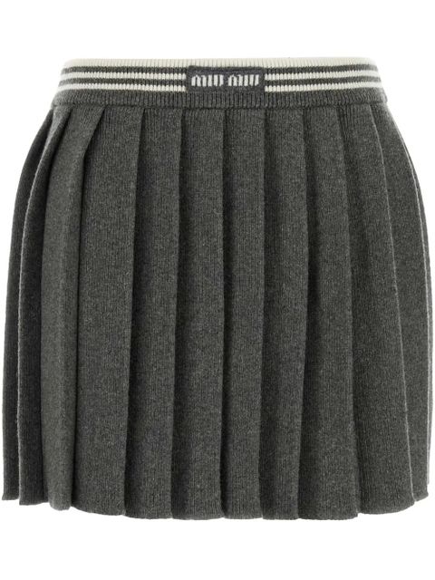 Miu Miu embroidered logo skirt - Grey - zdjęcie produktu nr 1