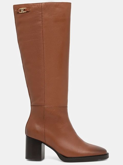 Tommy Hilfiger kozaki skórzane STACKED HEEL LEATHER LONG BOOT - zdjęcie produktu nr 1