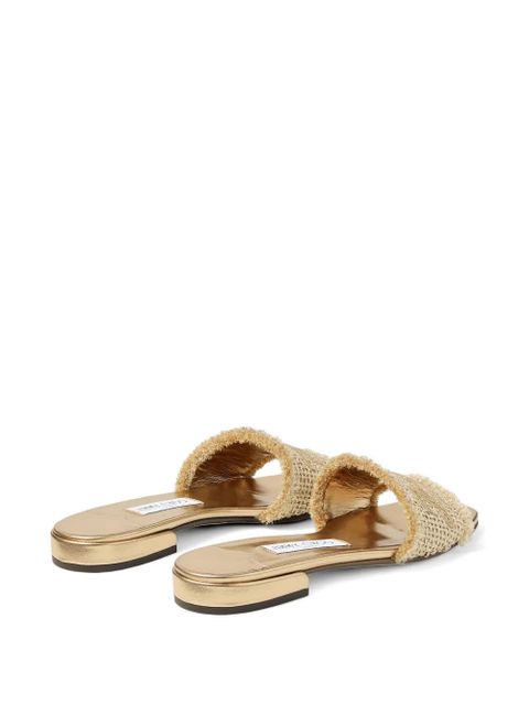 Jimmy Choo logo fringed flat sandals - Neutrals