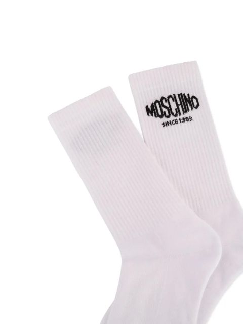 Moschino logo-embroidered socks - White