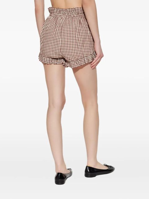 Posse gingham ruffled shorts - Brown