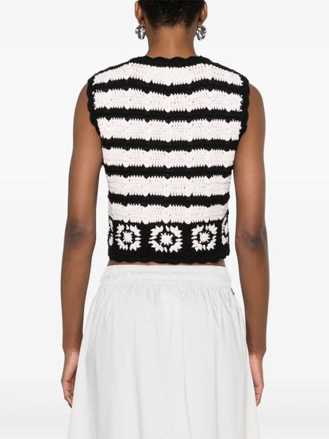 GANNI floral-motif top - Black