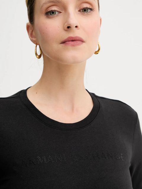 Armani Exchange longsleeve bawełniany kolor czarny 6DYT38 YJDGZ