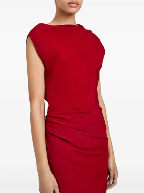 Proenza Schouler draped cowl-neck midi day dress - Red