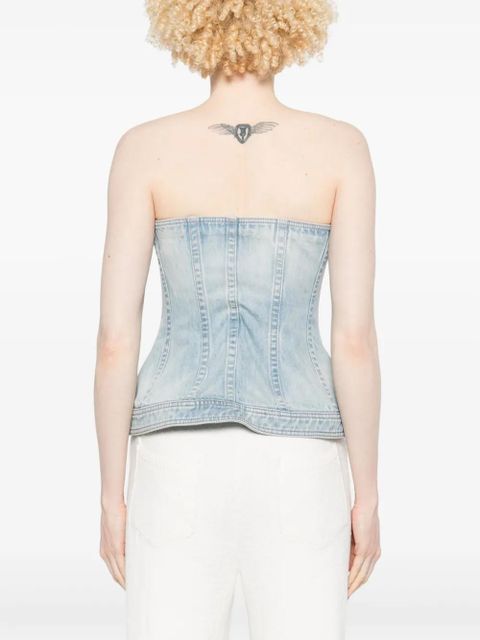 Balmain denim corset top - Blue