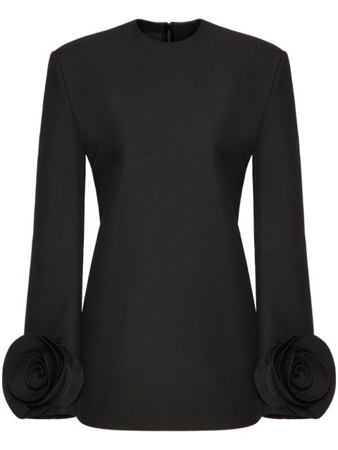 Valentino Garavani floral ruffle-cuff mini dress - Black - zdjęcie produktu nr 1