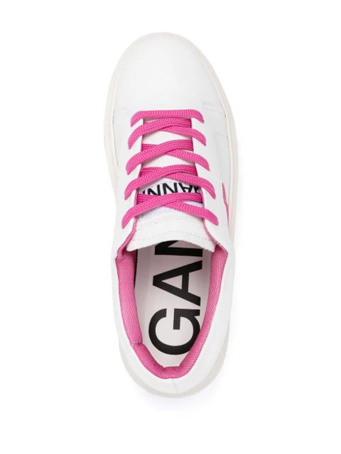 GANNI logo-embossed leather sneakers - White