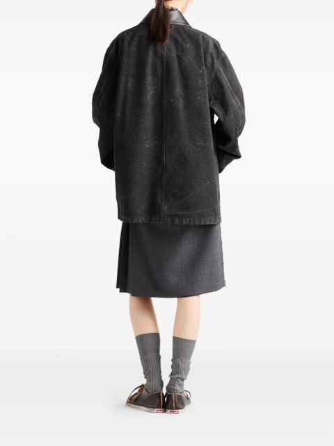 Prada leather-collar cotton jacket - Black - zdjęcie produktu nr 2