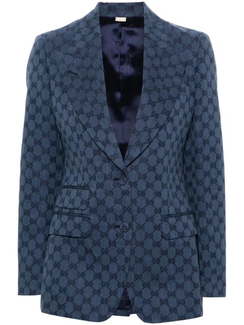 Gucci GG-jacquard single-breasted blazer - Blue
