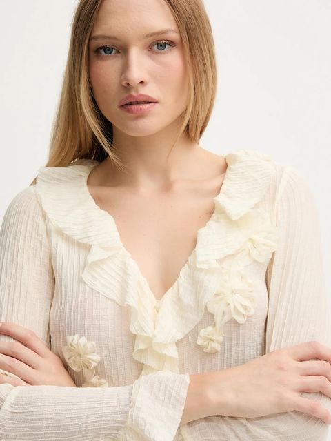 Hoss Intropia koszula damska kolor beżowy regular 6282656