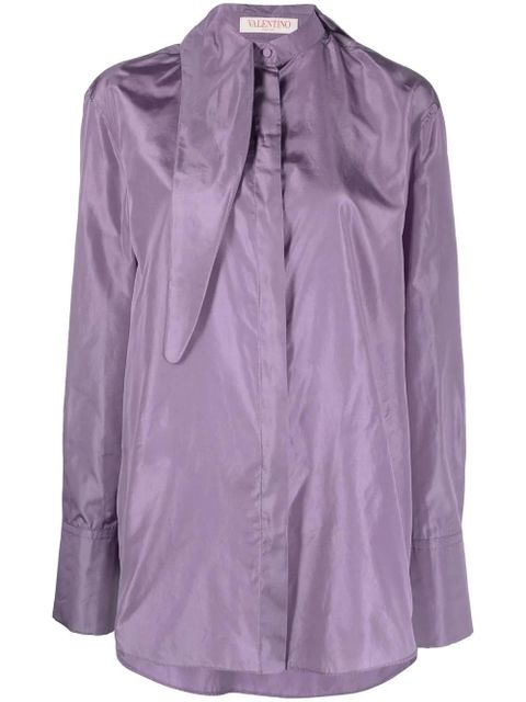 Valentino Garavani tied-neck silk shirt - Purple - zdjęcie produktu nr 1