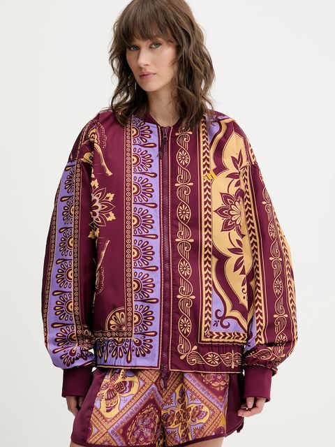 adidas kurtka bomber x Farm Rio kolor bordowy przejściowa oversize JL8621 - zdjęcie produktu nr 1