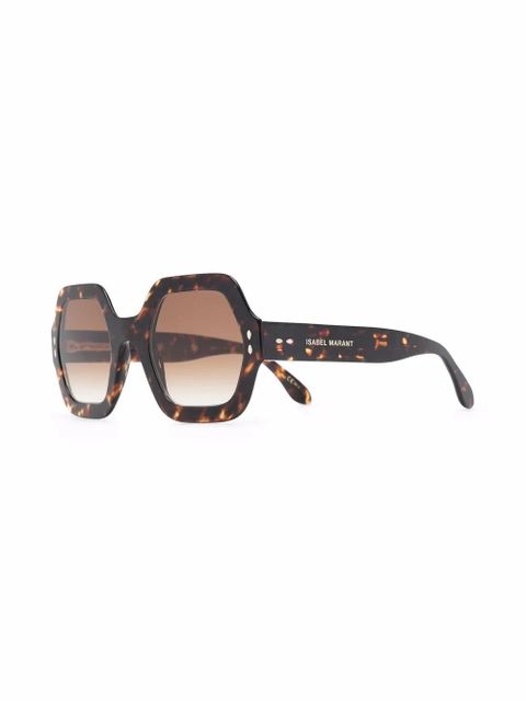 Isabel Marant Eyewear tortoiseshell hexagonal-frame sunglasses - Brown - zdjęcie produktu nr 2