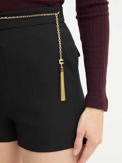 Elisabetta Franchi szorty damskie kolor czarny gładkie high waist SH01757E2