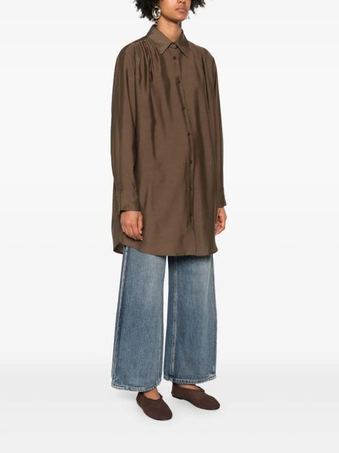 Eleh pleated button-front shirt - Brown - zdjęcie produktu nr 2