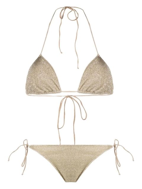 Oséree metallic-thread halterneck bikini - Gold