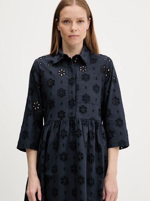 Barbour sukienka bawełniana MELISSA kolor granatowy midi rozkloszowana LDR0896 - zdjęcie produktu nr 2