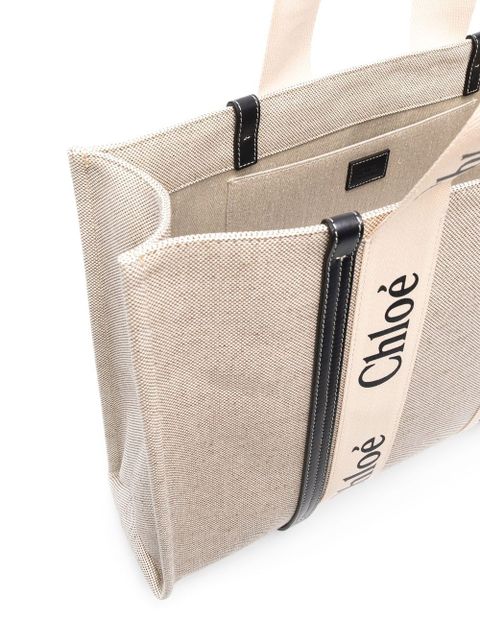 Chloé logo-strap tote bag - BLUE