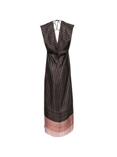 Alysi pinstripe-pattern gathered maxi dress - Brown - zdjęcie produktu nr 2