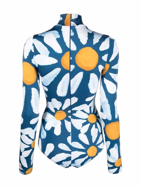 Marni long-sleeve sunflower-print swimsuit - Blue - zdjęcie produktu nr 2