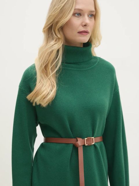 Answear.LAB sukienka kolor zielony midi prosta