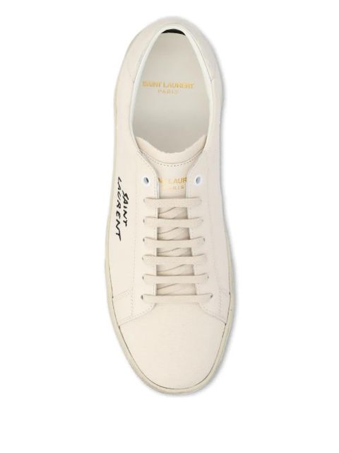 Saint Laurent Court logo-embroidered sneakers - Neutrals