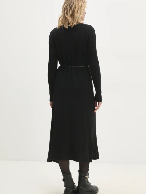 Answear.LAB sukienka i kardigan kolor czarny