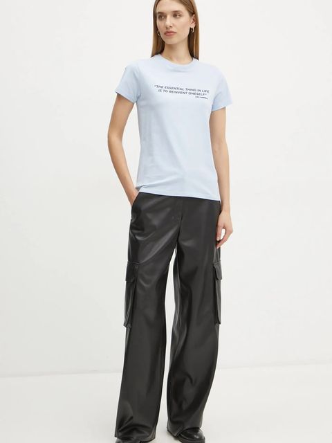 Karl Lagerfeld t-shirt bawełniany damski kolor niebieski A1W17068