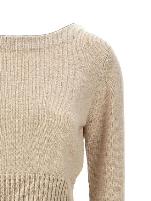 Max Mara boat-neck cuffed-sleeve sweater - Neutrals