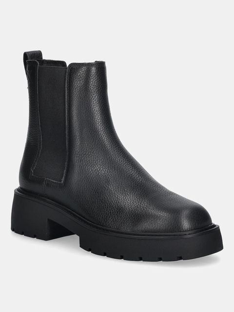 Calvin Klein sztyblety skórzane CHUNKY CHELSEA BOOT LTH kolor czarny na płaskim obcasie YW0YW02072 - zdjęcie produktu nr 1